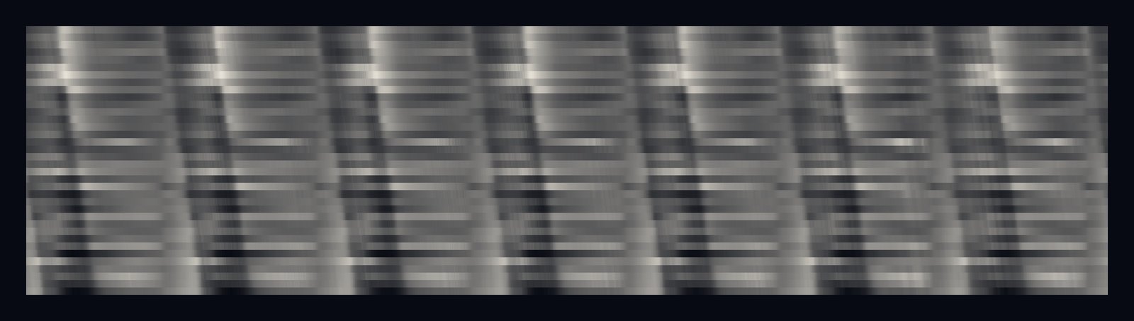The same frieze for the Reef record: seven slanting bands, more regular.