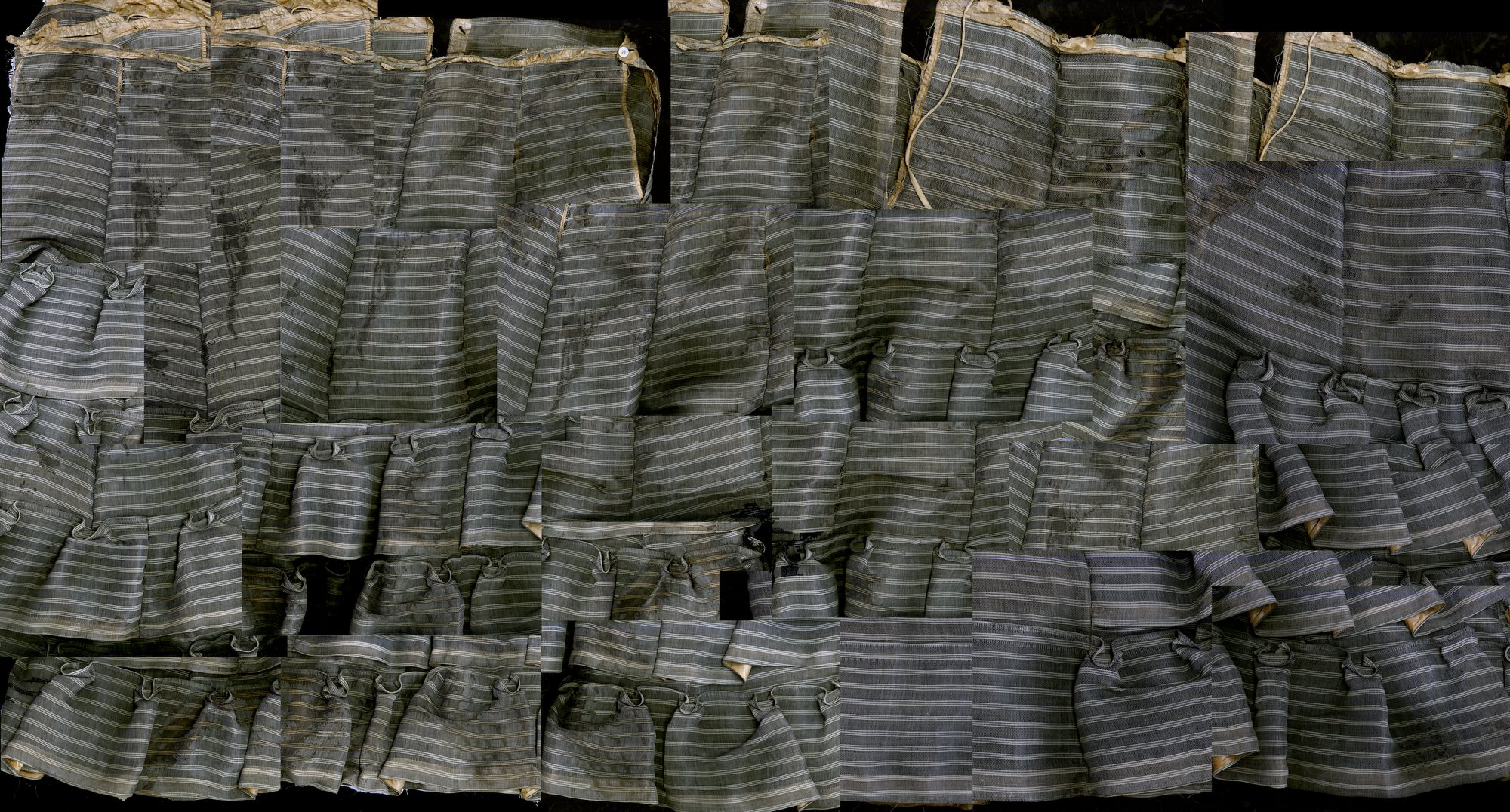 A digital image made from scans of the petticoat's gathered stripes.